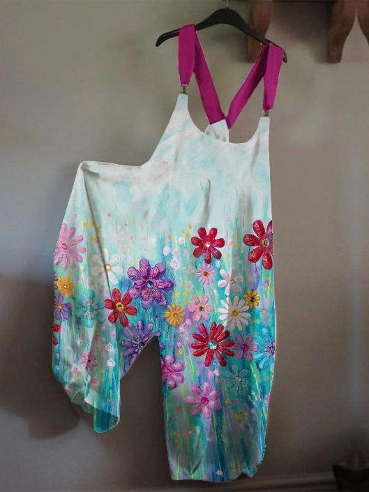 Crew Neck Sleeveless Floral Vintage